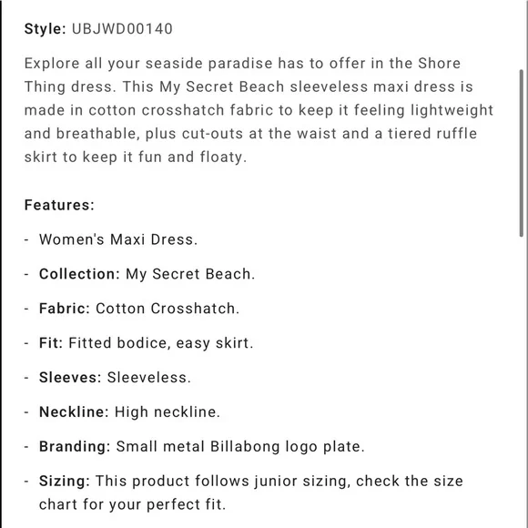 🔥 BILLABONG 🔥 Shore Thing Maxi Dress - Picture 15 of 15